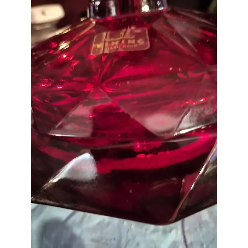 Vintage Viking Art Glass Candy Dish In Ruby Red Has An Diamond Point...
